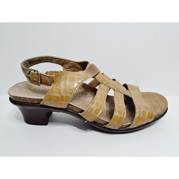 SAS Women's Size 8 Allegro Patent Leather Croc Slingback Low Heel Taupe Sandals - Picture 4 of 10